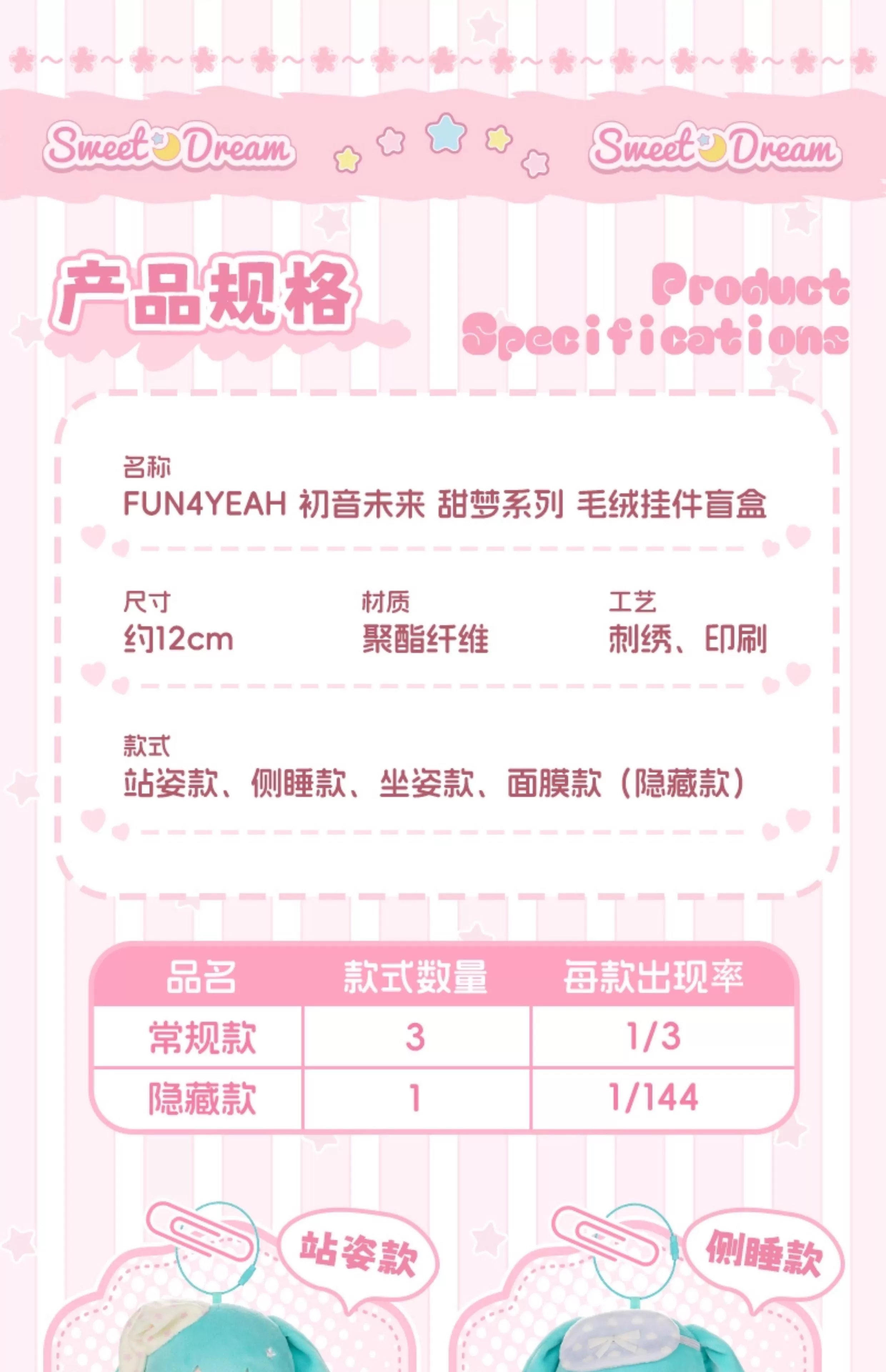 Hatsune Miku: Sweet Dream Series Plush Keyring - Complete Set