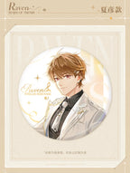 未定事件簿 · Stellis Serenade · 75mm缶バッジ · 水無瀬夏彦 — 商品イラストと掲載デザイン