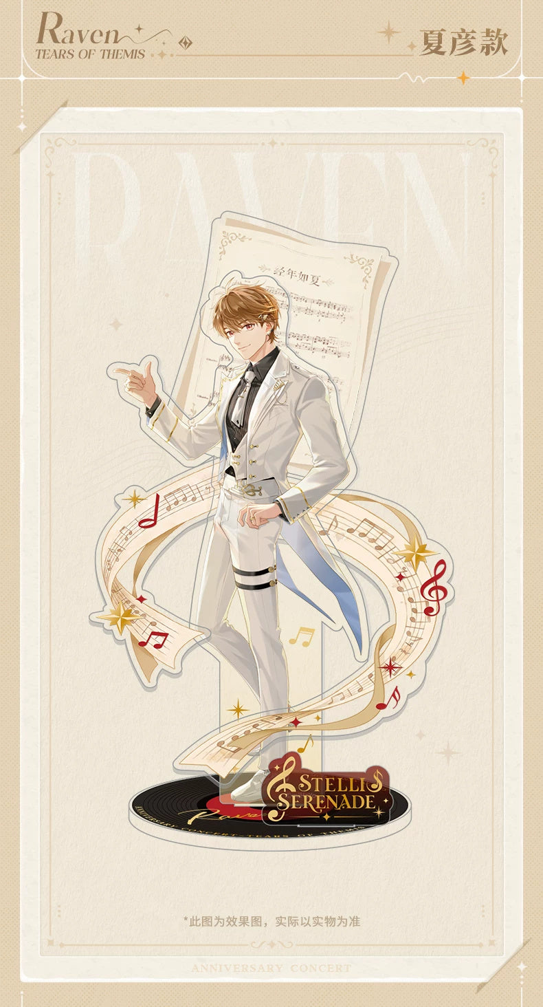 Tears of Themis · Stellis Serenade · Layered Acrylic Stand · Luke Pearce — white concert suit, music ribbons and layered stage backdrop