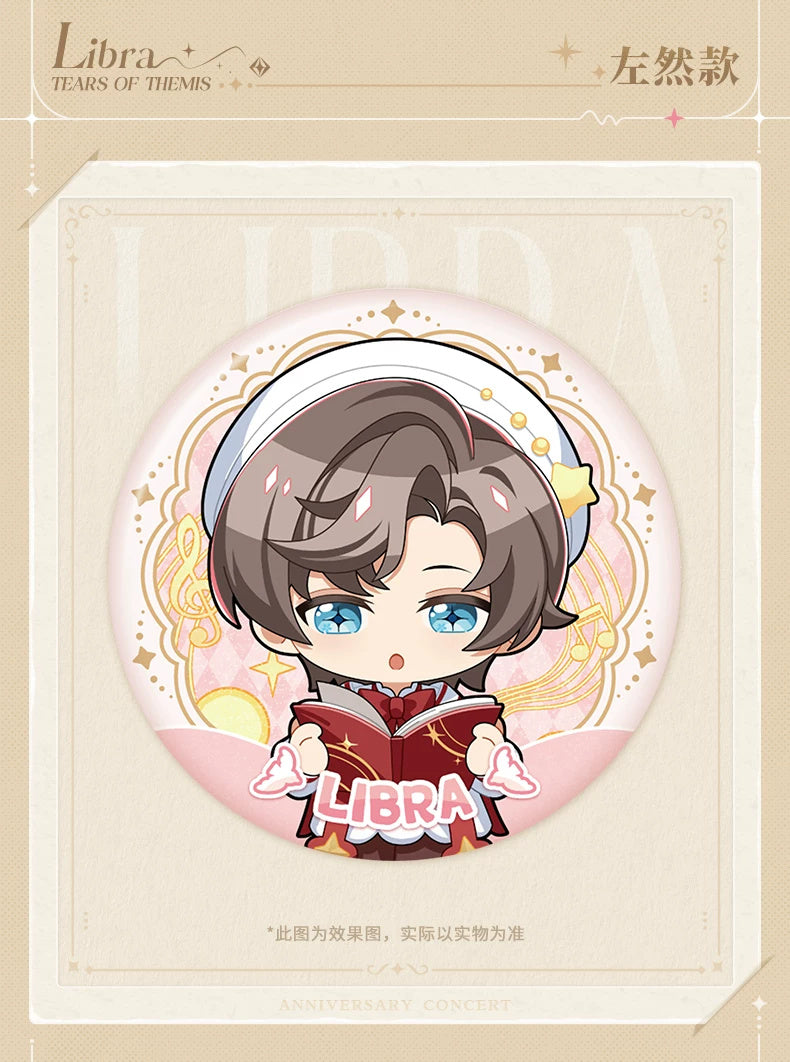 Tears of Themis · Stellis Serenade · 58 mm Chibi Badge · Artem Wing — product illustration and displayed design