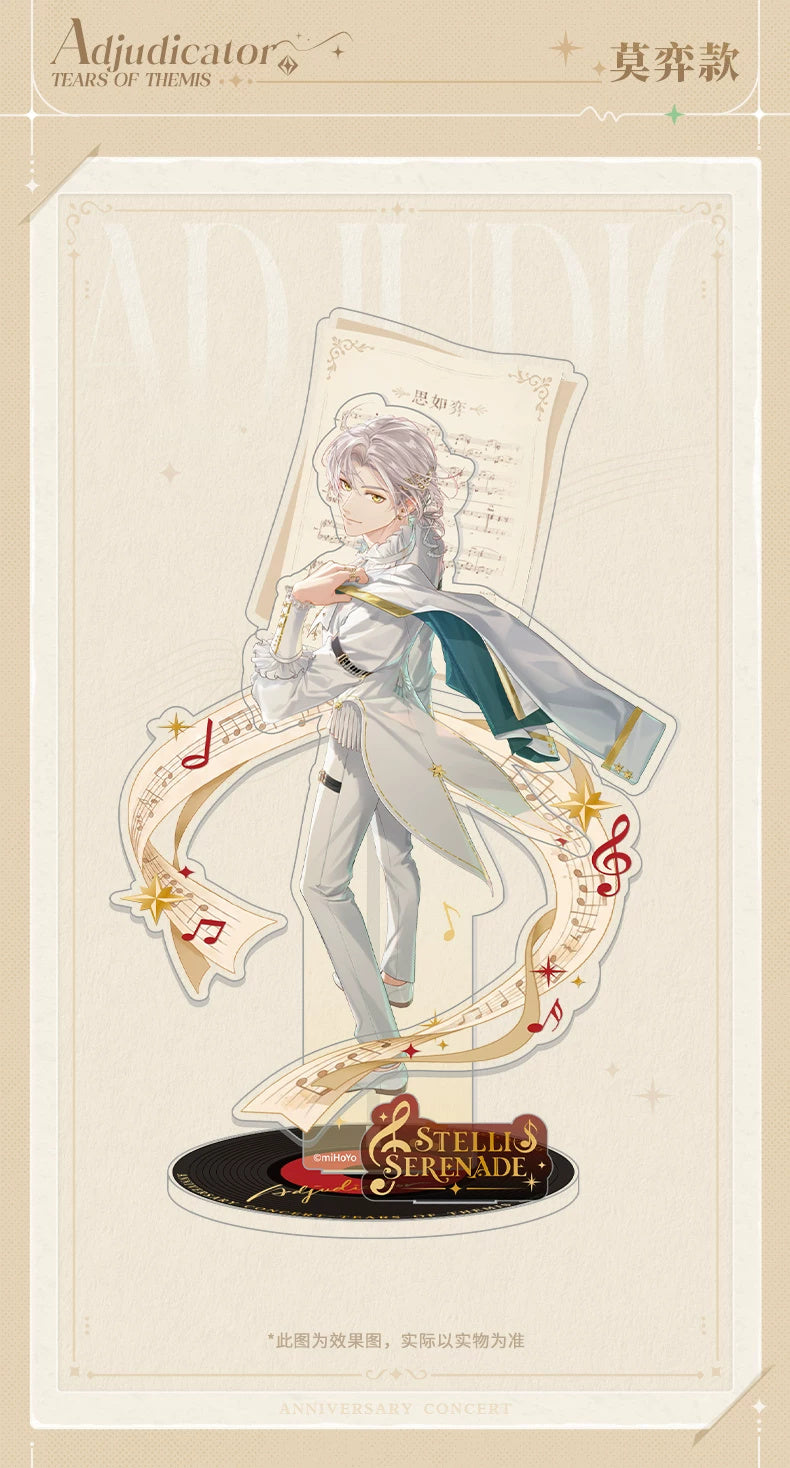 未定事件簿 · Stellis Serenade · 立体組立アクリルスタンド · 森月黎 — 白いコンサート衣装、楽譜リボンと立体舞台背景