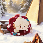 The keychain in the snow beside logs and a campfire (props not included)