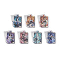 All 7 character postcards shown front and back: Vertin, Sonetto, Regulus, Isolde, Anjo Nala, Beryl and Voyager
