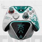 Arcane Edition controller on the charging dock with a mint dot display