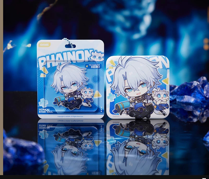 Phainon acrylic keychain and badge included with both editions.