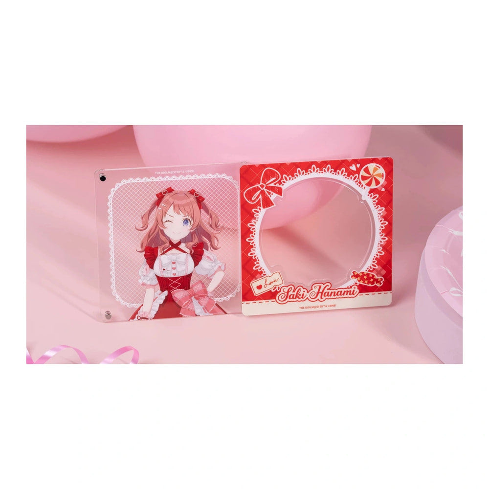 Saki Hanami magnet shown apart: clear illustration plate and red frame reading Saki Hanami