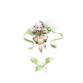 Nahida acrylic stand: floating with arms outstretched amid green ribbons, on a green base
