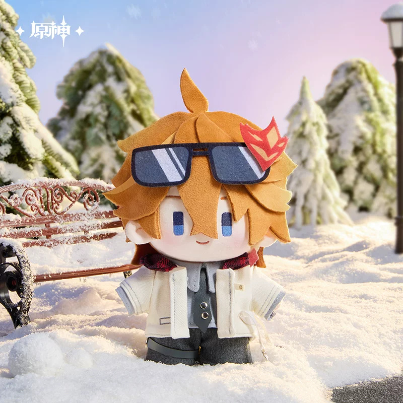 The doll standing in the snow near a park bench (props not included)