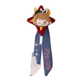 Regulus scarf plush keychain: chibi Regulus on a red star with a long printed scarf bearing Regulus's name