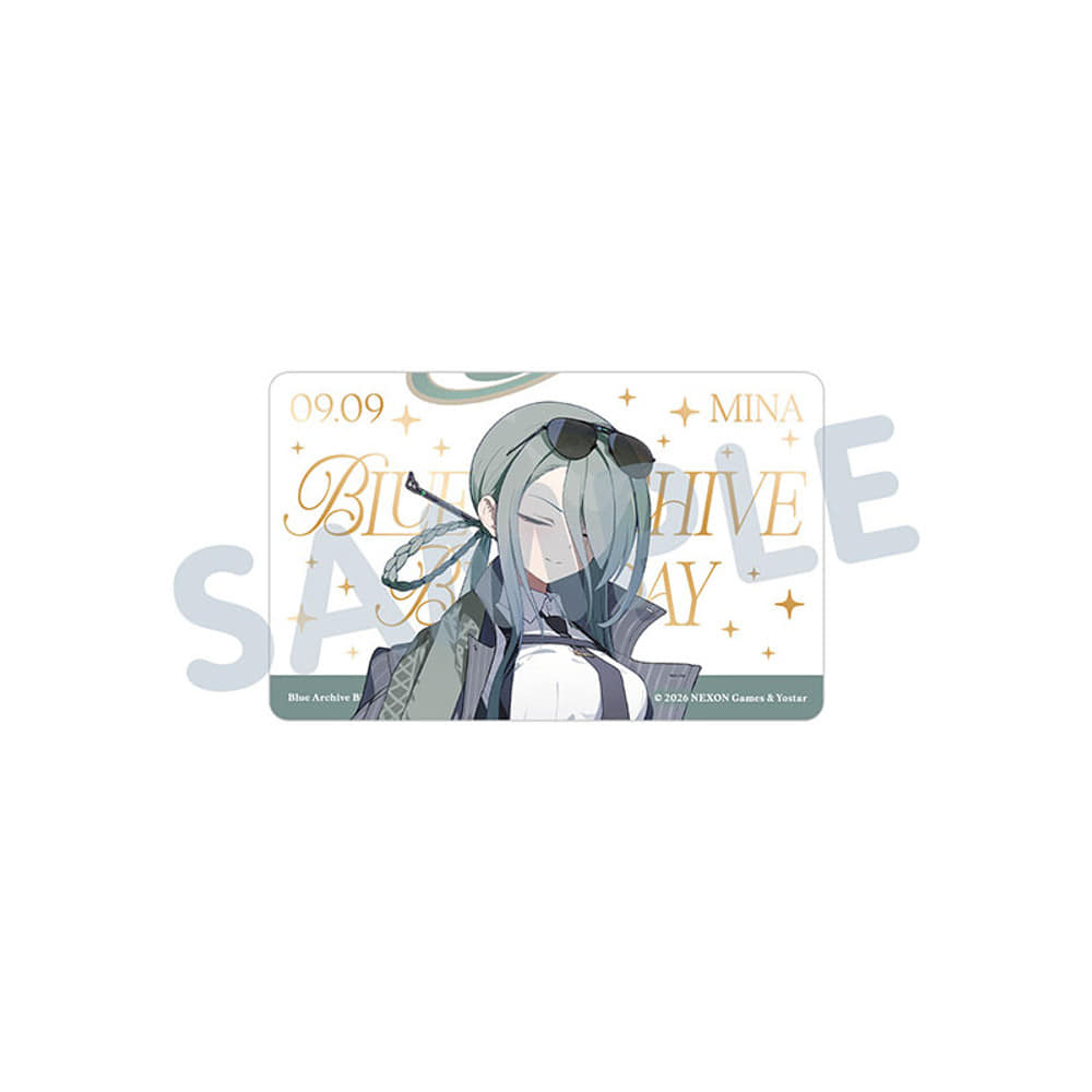 Blue Archive Mina Birthday portrait PVC card and folded mount — view 1