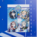Project SEKAI Four character designs arranged with their printed display mount — view 1