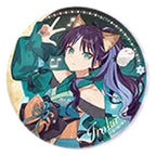 Iroha Sakayori with fox ears and a teal outfit, making a peace sign