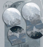 Record clip shown closed, front and back: snowy mountain scene and star chart