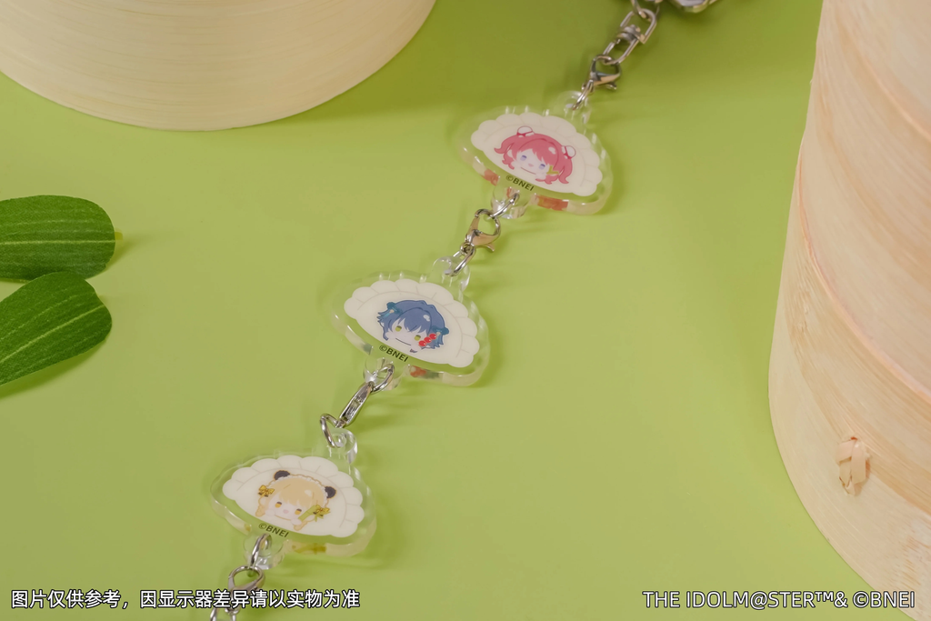 Saki, Temari and Kotone charms linked into one strand with their clasps