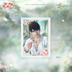 Caleb floral portrait in a white rectangular frame with layered acrylic artwork.