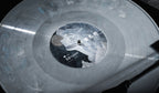 Side A label on the marbled polar grey vinyl record