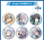 GODDESS OF VICTORY: NIKKE A round holographic badge with the Lawson collaboration artwork and a faceted, reflective background. — view 3
