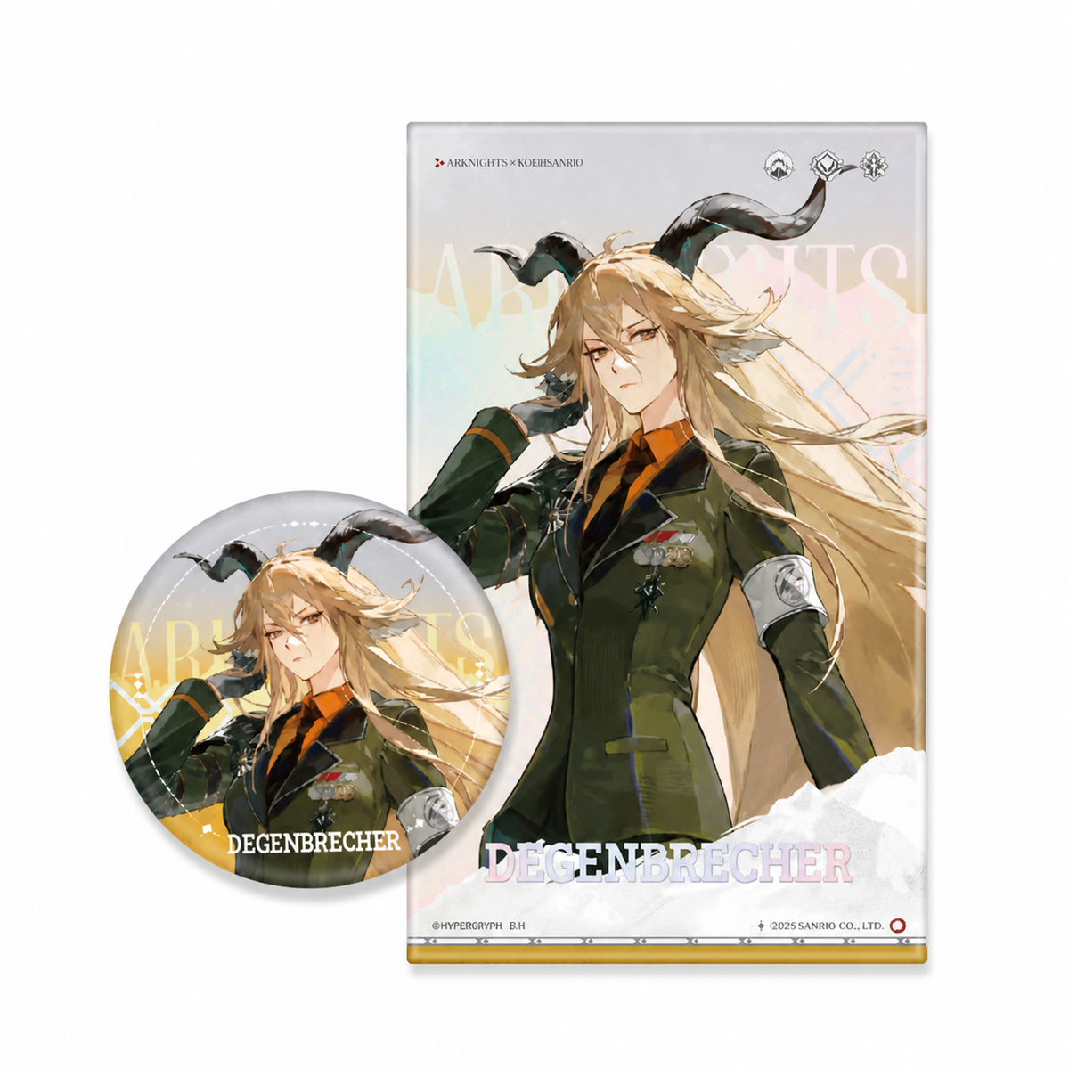 アークナイツ 第4弾 I賞 デーゲンブレヒャー 缶バッジ＆ホログラムカードセット · ラインナップ参考・別売り。