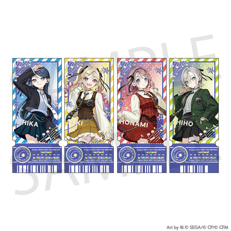 Project SEKAI Four character designs arranged with their printed display mount — view 3