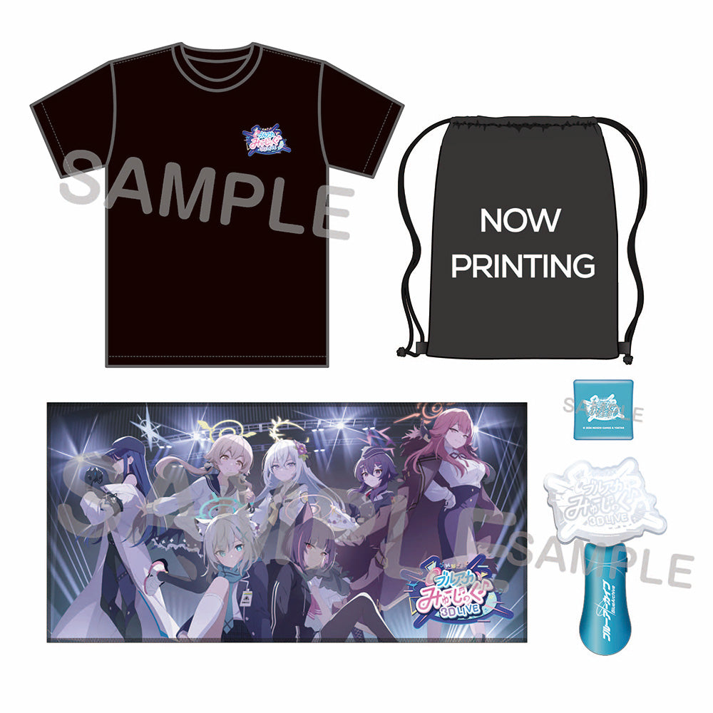 블루 아카이브 공식 정품 굿즈 일본 요스타 5주년 시리즈 뮤직 3D 라이브 응원 세트 & 티셔츠 블아 블루아카