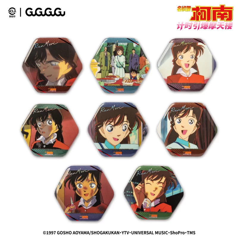 명탐정 코난 공식 정품 굿즈 시한장치의 마천루 모리 란 캔 뱃지 세트 박스(총 8종)