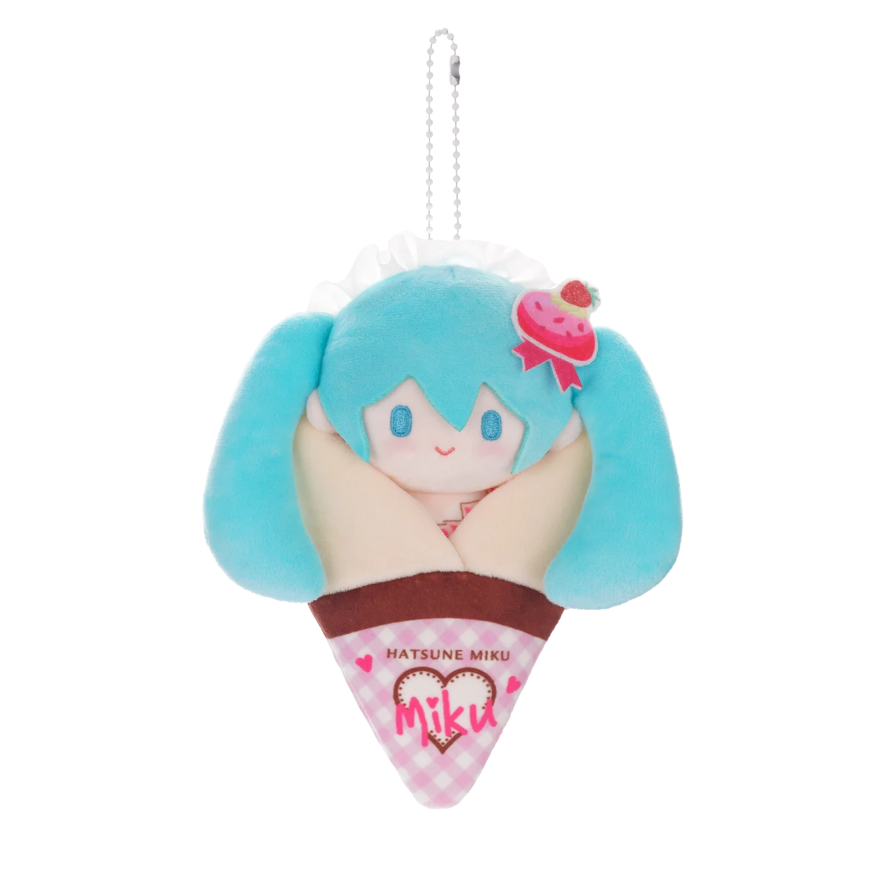 보컬로이드 하츠네 미쿠 공식 정품 굿즈 크레페 시리즈 봉제 인형 키링 딸기 크림
