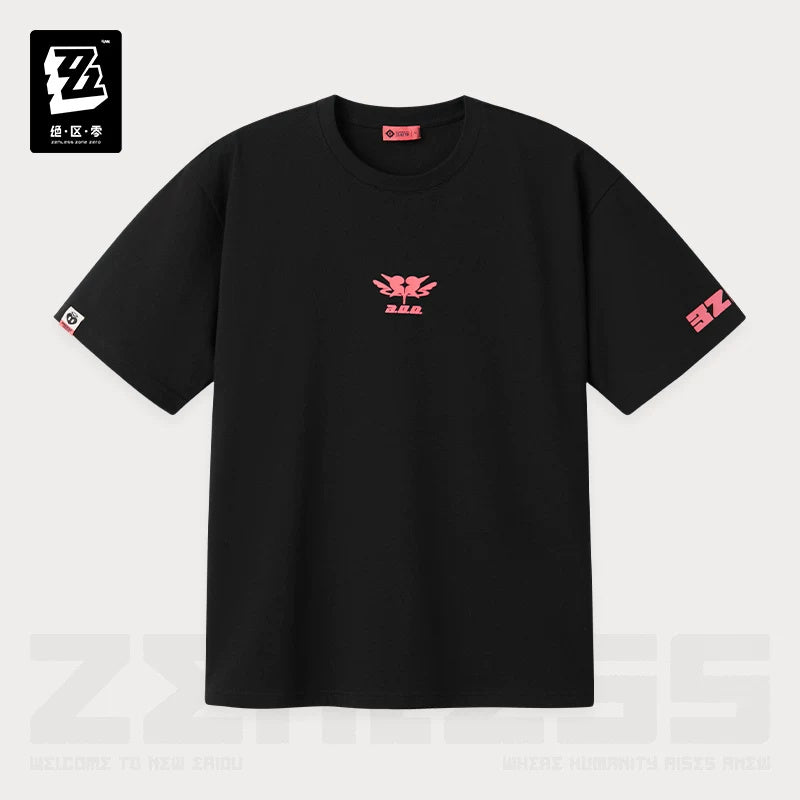 젠레스 존 제로 공식 정품 굿즈 3Z STUDIO AOD 시리즈 배색 프린트 반팔 티셔츠 블랙