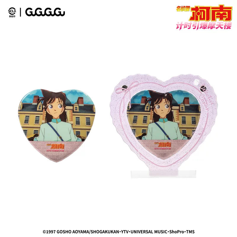 명탐정 코난 공식 정품 굿즈 시한장치의 마천루 하트 캔 뱃지 & 아크릴 장식 모리 란