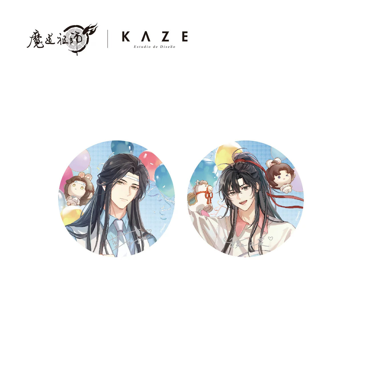 마도조사 공식 정품 굿즈 KAZE 콜라보 스위트 드림 아일랜드 시리즈 위무선 & 남망기 캔 뱃지