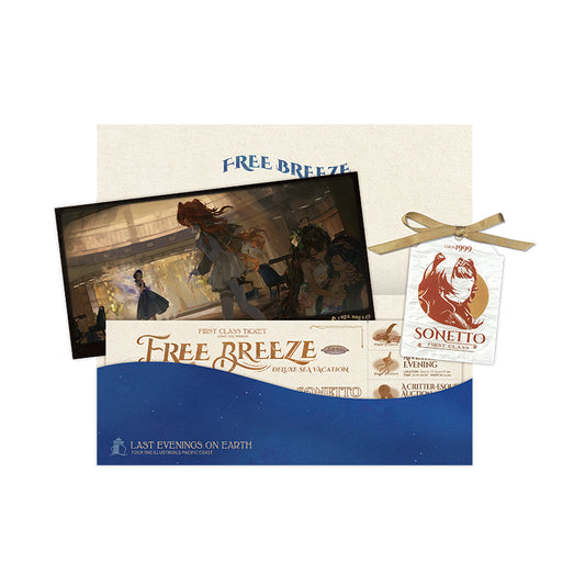 Reverse 1999 *Free Breeze* Cruise Ticket Set with Illustration Postcards Sonetto