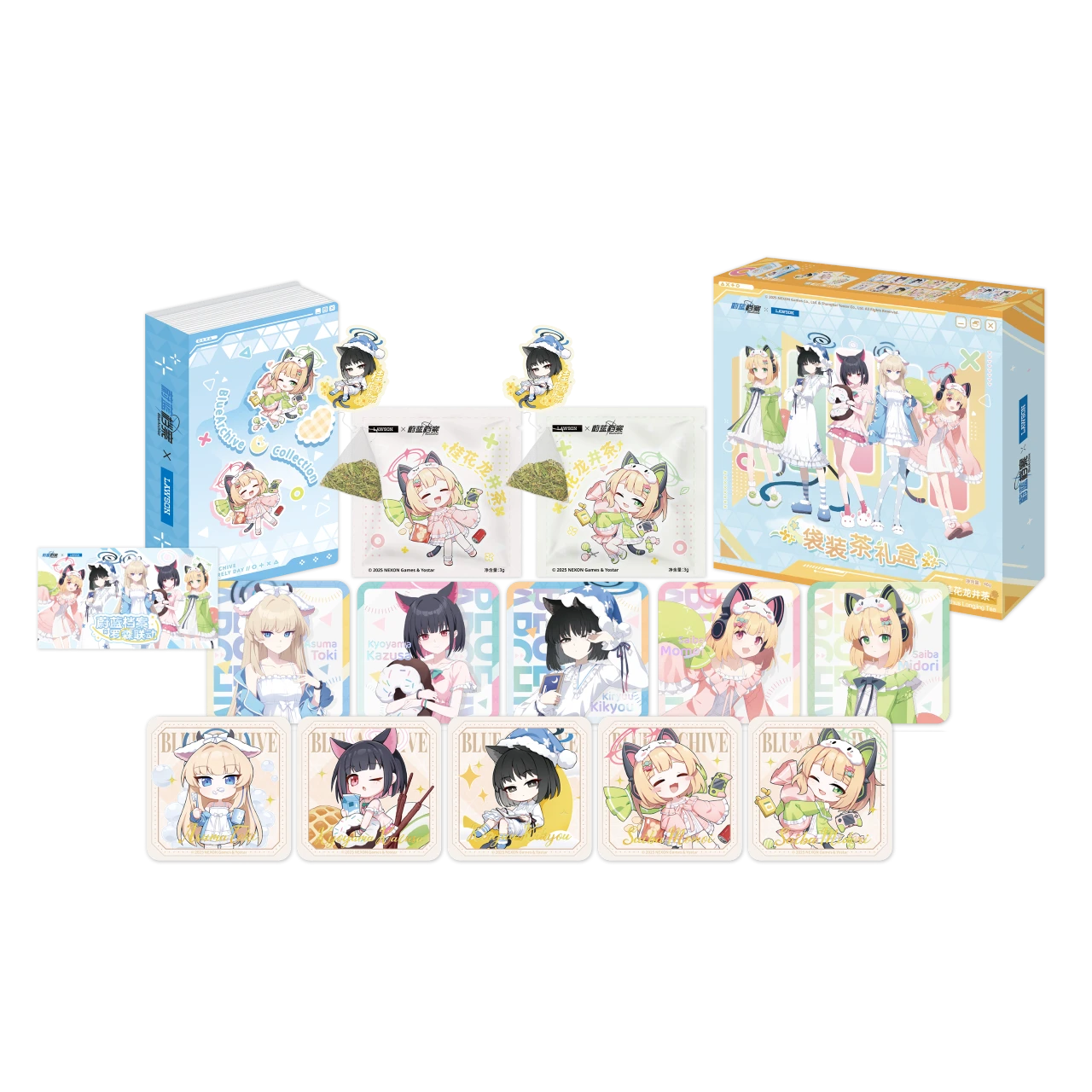 블루 아카이브 × 중국 로손 콜라보 2차 공식 정품 굿즈 티백 선물 세트