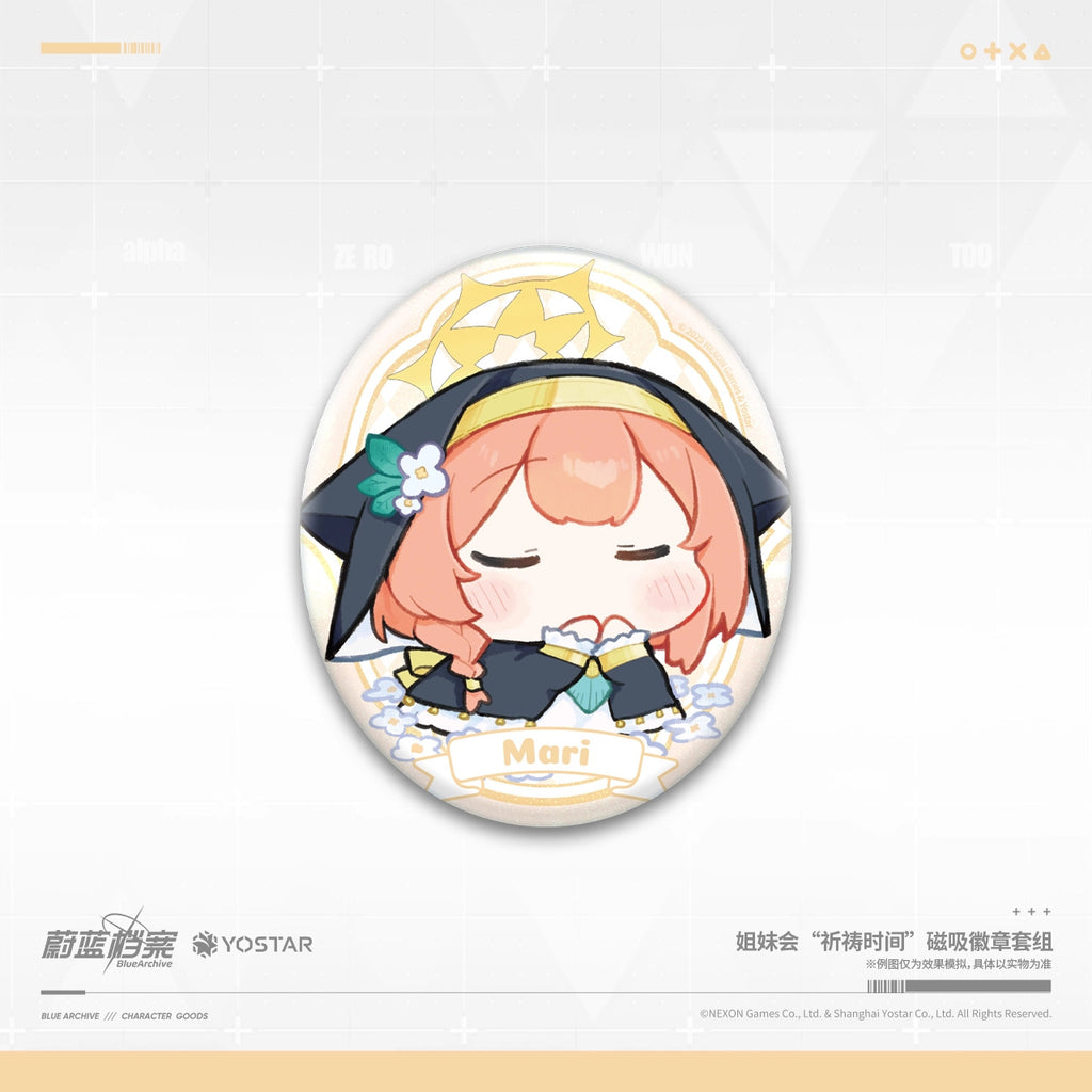 Blue Archive: Sisterhood Prayer Time Magnetic Badge Set - Mari, Hinata &.
