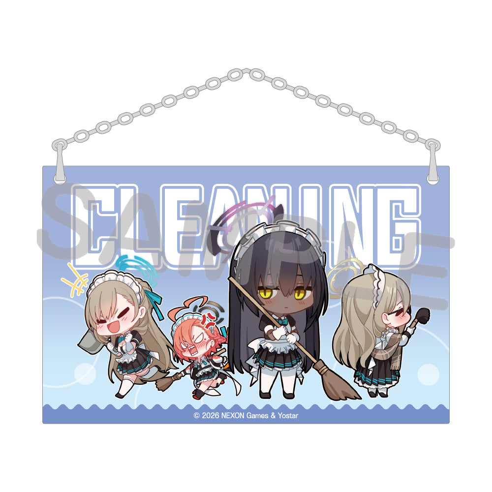 블루 아카이브 공식 정품 굿즈 일본 요스타 5주년 시리즈 아크릴 도어 사인 CLEANING - 아스나 & 네루 & 카린 & 아카네 블아 블루아카