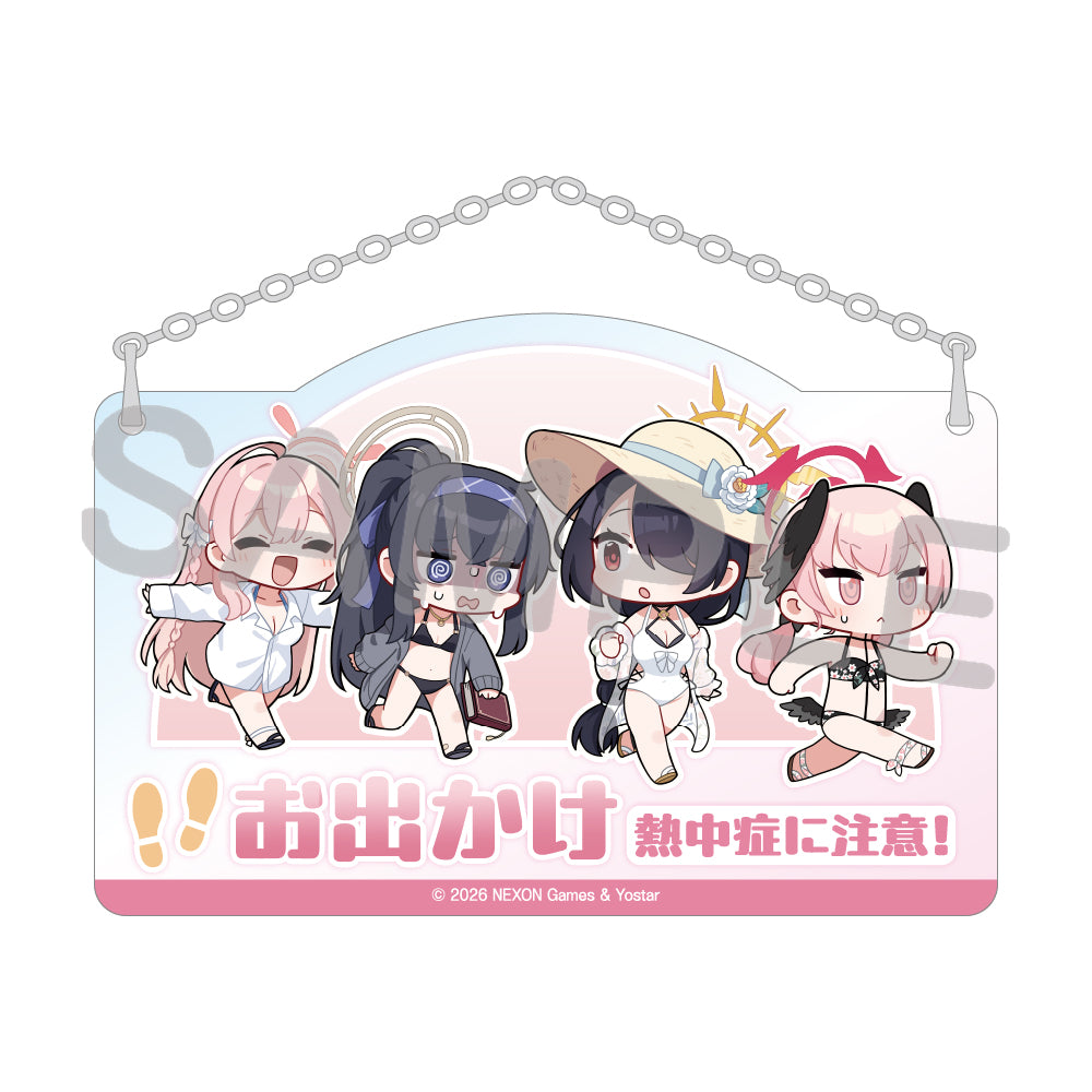 블루 아카이브 공식 정품 굿즈 일본 요스타 5주년 시리즈 아크릴 도어 사인 외출 중 - 하나코 & 우이 & 히나타 & 코하루 블아 블루아카