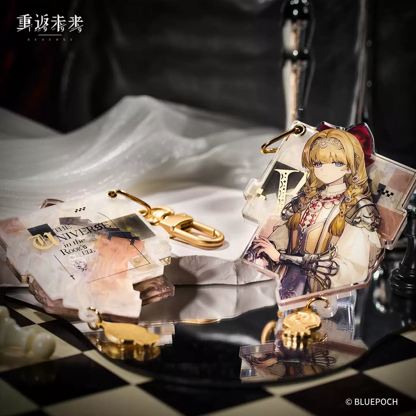 Reverse: 1999: Lucy Acrylic Keychain - Black and White 64 Squares Ver